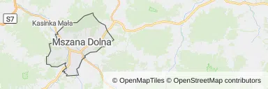 Mapa z zaznaczoną Mszanie Dolnej