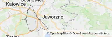Mapa z zaznaczonymi Mysłowicami