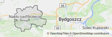 Mapa z zaznaczonym Nakle nad Notecią