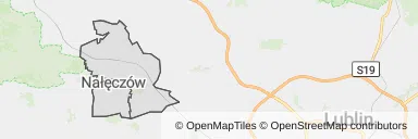 Mapa z zaznaczonym Nałęczowem