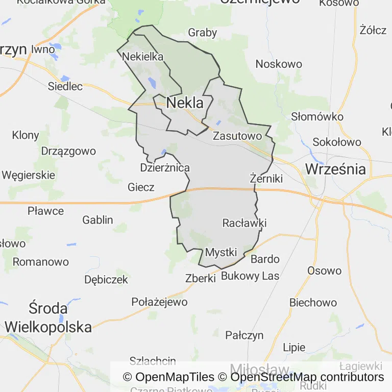 Mapa z zaznaczoną Nekli