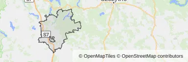 Mapa z zaznaczonym Nidzicy