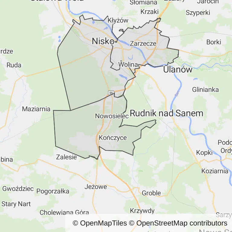 Mapa z zaznaczonym Niskiem