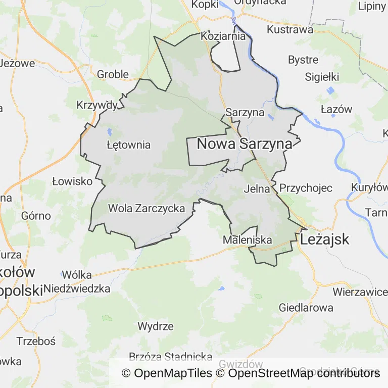 Mapa z zaznaczoną Nowej Sarzynem