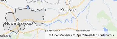 Mapa z zaznaczonym Nowym Brzeskiem