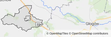 Mapa z zaznaczonym Nowym Miasteczkiem