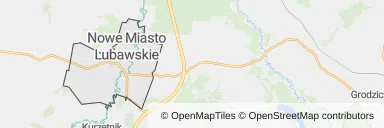 Mapa z zaznaczonym Nowym Mieście Lubawskim