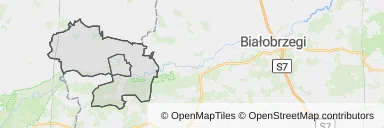 Mapa z zaznaczonym Nowym Mieście nad Pilicą