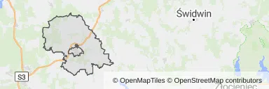 Mapa z zaznaczonym Nowogardzem