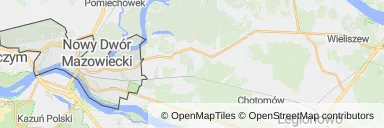 Mapa z zaznaczonym Nowym Dworze Mazowieckim