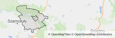 Mapa z zaznaczonym Obornikami