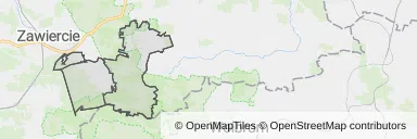 Mapa z zaznaczonym Ogrodzieńcu