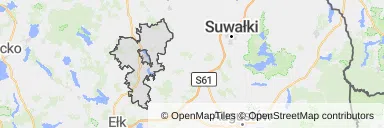 Mapa z zaznaczonym Oleckiem