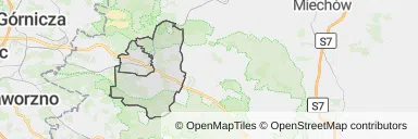 Mapa z zaznaczonym Olkuszem