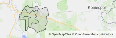 Mapa z zaznaczonym Olsztynem