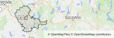 Mapa z zaznaczonym Olsztynkiem