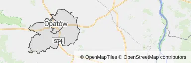 Mapa z zaznaczonym Opatowem