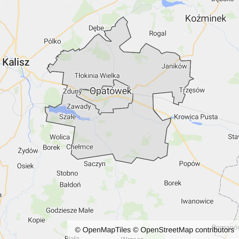 Mapa z zaznaczonym Opatówkiem