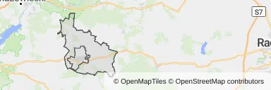 Mapa z zaznaczonym Opocznem