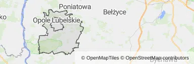 Mapa z zaznaczonym Opolu Lubelskim