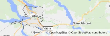 Mapa z zaznaczoną Ostródzem