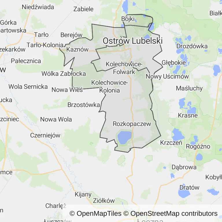 Mapa z zaznaczonym Ostrowie Lubelskim