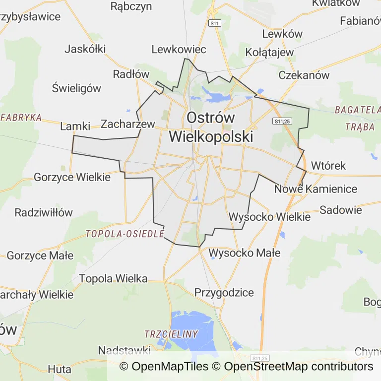 Mapa z zaznaczonym Ostrowie Wielkopolskim