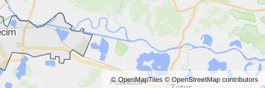 Mapa z zaznaczonym Oświęcimiu