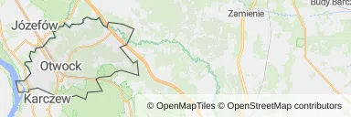 Mapa z zaznaczonym Otwockiem