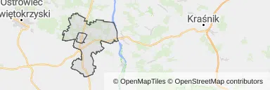 Mapa z zaznaczonym Ożarowem