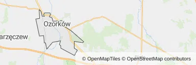 Mapa z zaznaczonym Ozorkowem