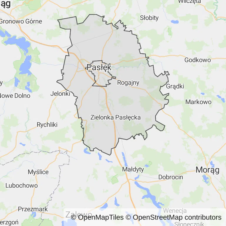 Mapa z zaznaczonym Pasłękiem