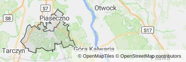 Mapa z zaznaczonym Piasecznem