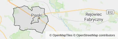 Mapa z zaznaczonym Piaskami