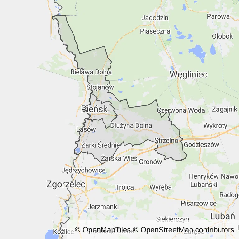 Mapa z zaznaczonym Pieńskiem