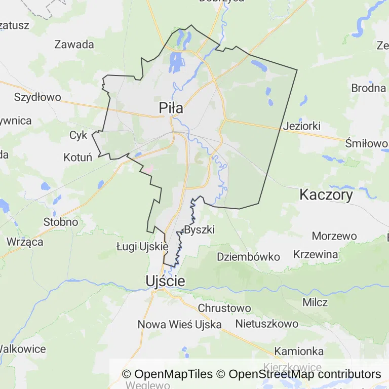 Mapa z zaznaczoną Pile