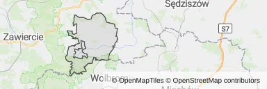 Mapa z zaznaczonym Pilicy