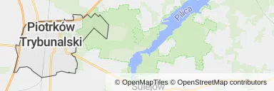 Mapa z zaznaczonym Piotrkowie Trybunalskim