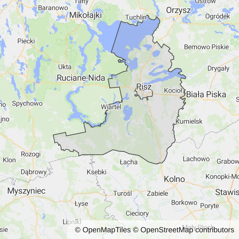 Mapa z zaznaczonym Piszem