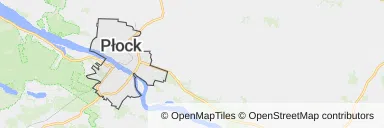 Mapa z zaznaczonym Płockiem