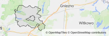 Mapa z zaznaczoną Pobiedziskami