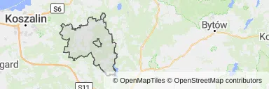 Mapa z zaznaczonym Polanowem