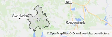 Mapa z zaznaczonym Połczynie-Zdroju