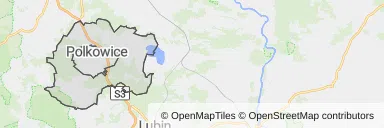 Mapa z zaznaczonymi Polkowicami