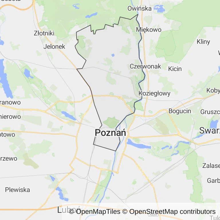 Mapa z zaznaczonym Stare Miastoem w Poznaniu