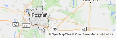 Mapa z zaznaczonym Poznaniem