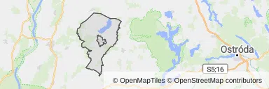 Mapa z zaznaczonym Prabutami