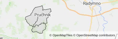 Mapa z zaznaczonym Pruchnikiem