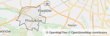 Mapa z zaznaczonym Pruszkowem