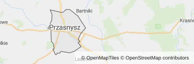 Mapa z zaznaczonym Przasnyszem